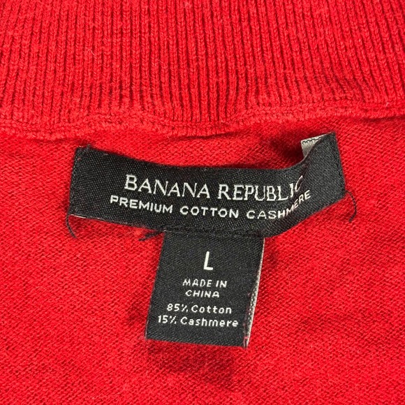 Banana Republic Mens L Red Premium Cotton Cashmere Quarter‎ Zip Pullover Sweater - Picture 4 of 6